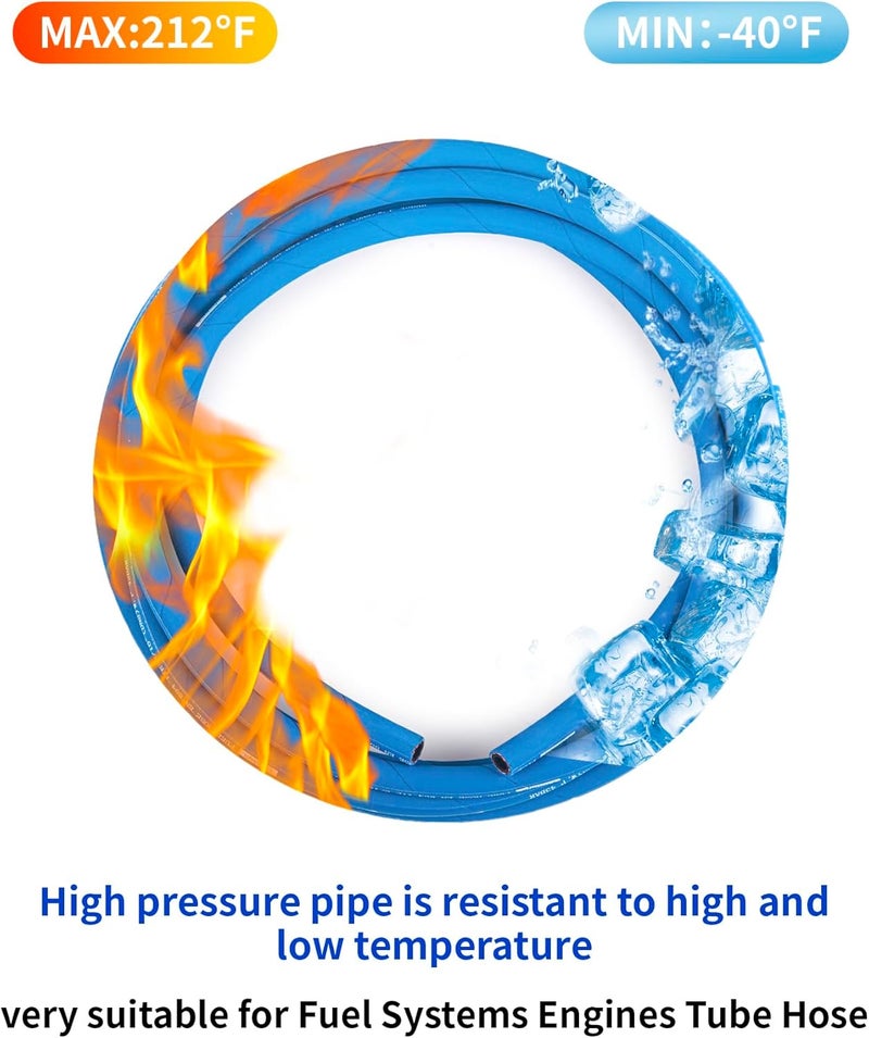 CNRAQR 3/8” Fuel Line Hose 15FT High Pressure Fuel Hose 400PSI 2.8Mpa NBR Rubber and CR Neoprene EN854-1TE for Automotive Fuel Systems Engines (Attached Hose Clamp) - Image 5